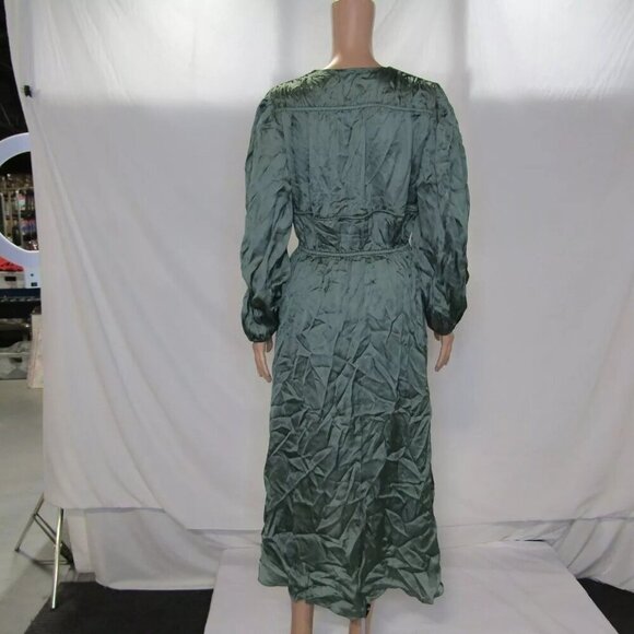 NEW MAJE Womens Satin Look Maxi Dress Size M/IT 38 Emerald Green - Picture 10 of 16